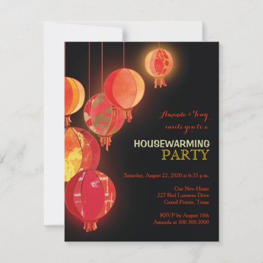 Uitnodigingen van Red Paper Lantern Housewarming P (Voorkant)