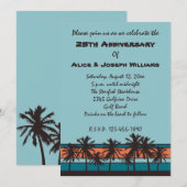 Uitnodigingen van Retro Beach Jubileum Party (Voorkant / Achterkant)