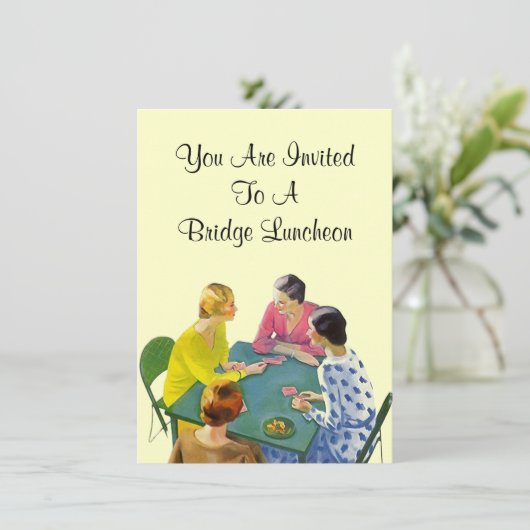 Uitnodigingen van  Retro Bridge Luncheon Party (Staand voorkant)