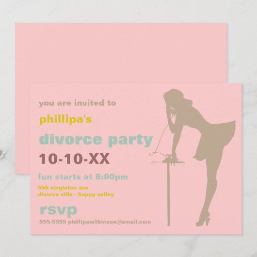 Uitnodigingen van Retro Divorce (Voorkant / Achterkant)