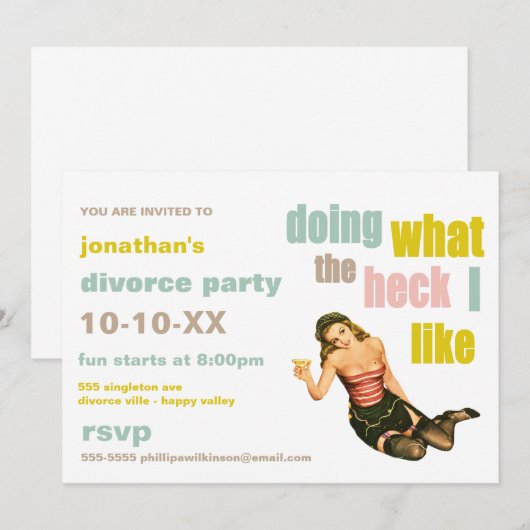 Uitnodigingen van Retro Divorce (Voorkant / Achterkant)