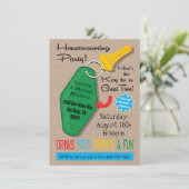 Uitnodigingen van Retro Housewarming Party (Staand voorkant)