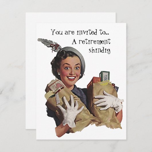 Uitnodigingen van  Retro-loterij met oproeppartij (Voorkant / Achterkant)