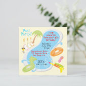 Uitnodigingen van Retro Pool Party (Staand voorkant)