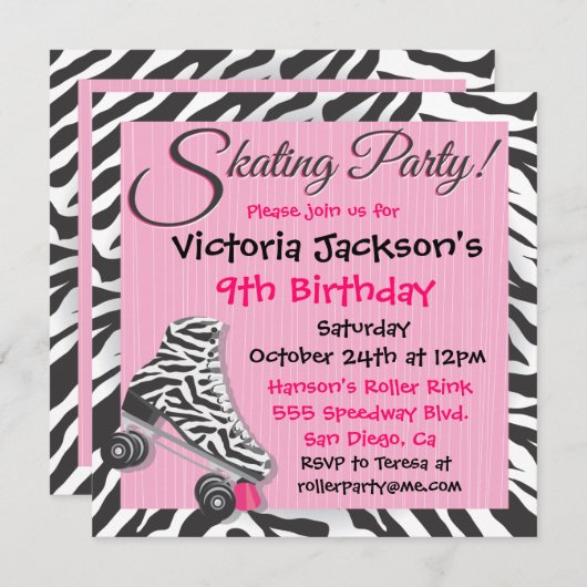 Uitnodigingen van rolschaatsen (Voorkant / Achterkant)