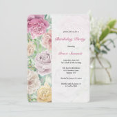 Uitnodigingen van roos Border Birthday Party (Staand voorkant)