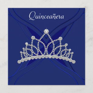 Uitnodigingen van Royal Blue en White Quinceanera