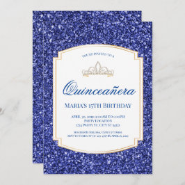 Uitnodigingen van Royal Blue Glitter Quinceañera