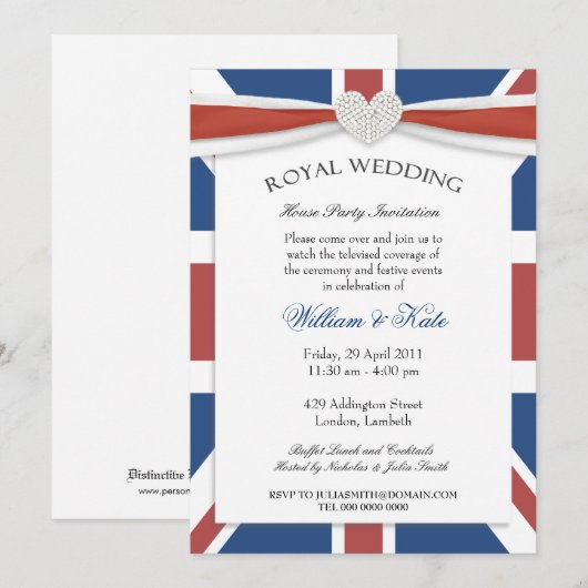 Uitnodigingen van Royal Wedding Watch Party (Voorkant / Achterkant)