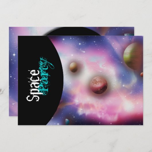 Uitnodigingen van ruimtethemagepartities - pas sja (Voorkant / Achterkant)