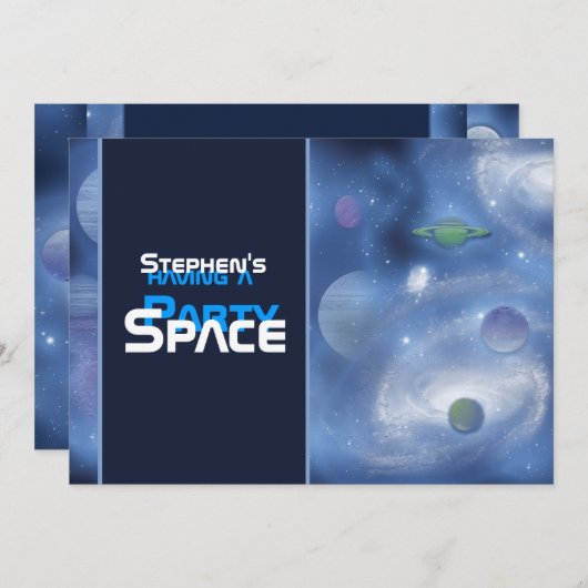 Uitnodigingen van ruimtethemagepartities - pas sja (Voorkant / Achterkant)
