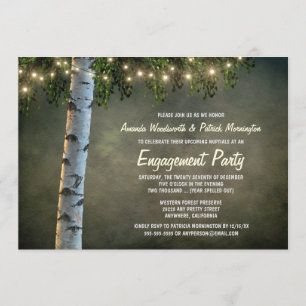 Uitnodigingen van Rustic Birch Tree Engagement Par