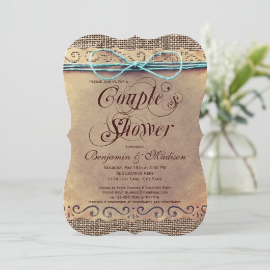Uitnodigingen van Rustic Country  Couple voor douc (Staand voorkant)