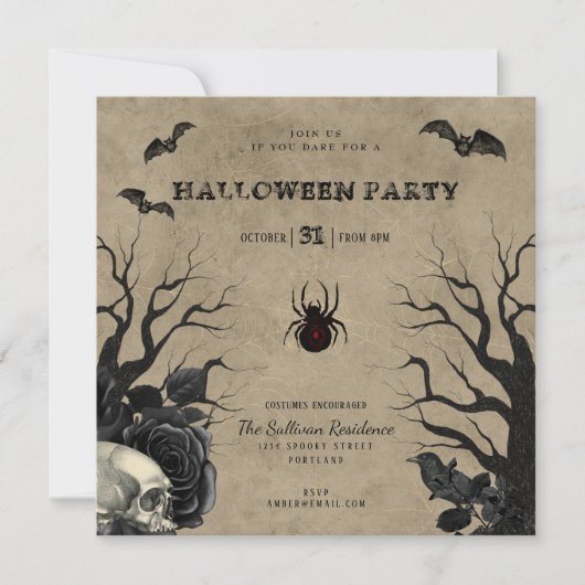 Uitnodigingen van Rustic Gothic Halloween Party (Voorkant)