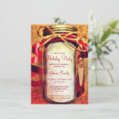 Uitnodigingen van Rustic Mason Jar met kerstfeest (Staand voorkant)