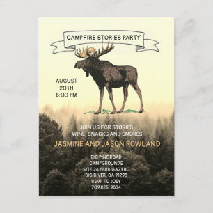 Uitnodigingen van Rustic Woodland Moose Campfire P