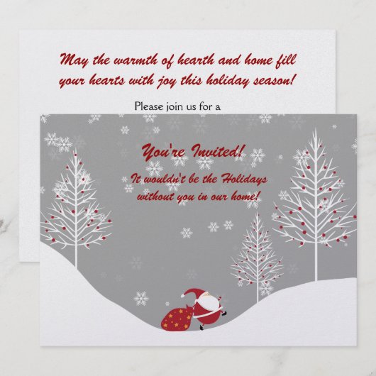 Uitnodigingen van Santa Trees Winter Scene Holiday (Voorkant / Achterkant)
