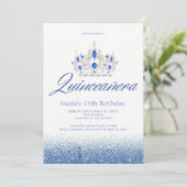 Uitnodigingen van Sapphire & Diamond Quinceañera (Staand voorkant)
