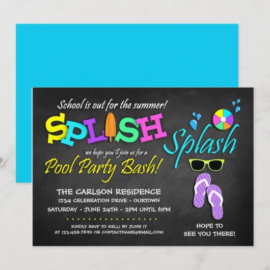 Uitnodigingen van schoolfeest (Voorkant / Achterkant)