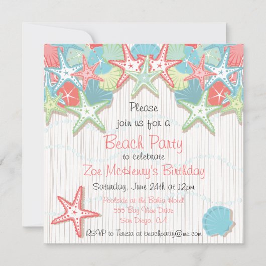 Uitnodigingen van Seashell Beach Party