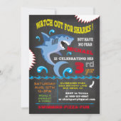 Uitnodigingen van Shark Birthday Swimming Party (Voorkant)
