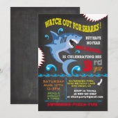 Uitnodigingen van Shark Birthday Swimming Party (Voorkant / Achterkant)