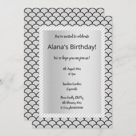 Uitnodigingen van Silver Grey Mermaid (Voorkant / Achterkant)