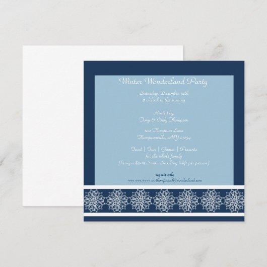 Uitnodigingen van Snow Wonderland Party (Voorkant / Achterkant)