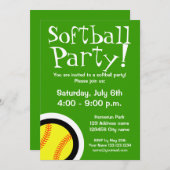 Uitnodigingen van Softball-partijen voor Birthdays (Voorkant / Achterkant)