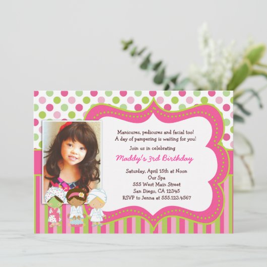 Uitnodigingen van Spa Manicure Pedicure Birthday P (Staand voorkant)