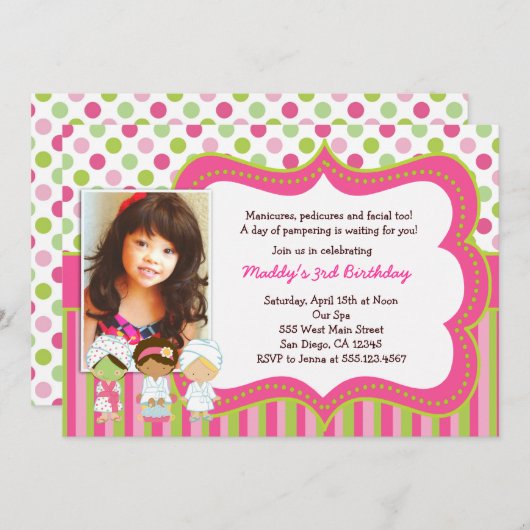 Uitnodigingen van Spa Manicure Pedicure Birthday P (Voorkant / Achterkant)