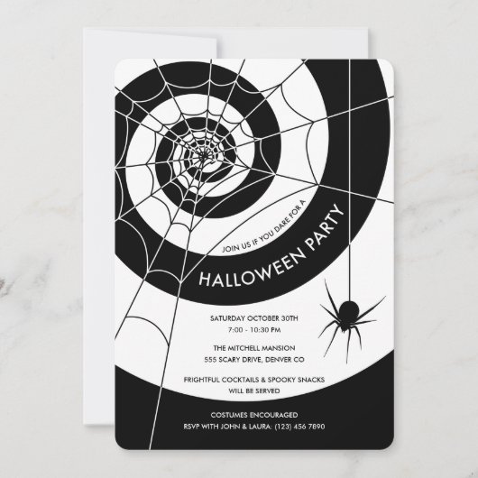 Uitnodigingen van Spiderweb Halloween Party (Voorkant)