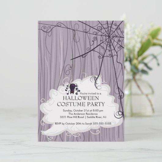 Uitnodigingen van spin Web Halloween Party (Staand voorkant)