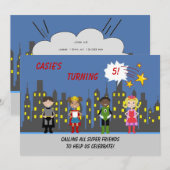 Uitnodigingen van superheld Party (Voorkant / Achterkant)