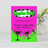 Uitnodigingen van Surprise Birthday | Neonkleuren (Staand voorkant)