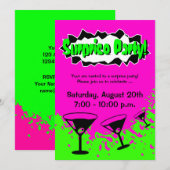 Uitnodigingen van Surprise Birthday | Neonkleuren (Voorkant / Achterkant)