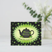 Uitnodigingen van Teapot en Holly Chrisrmas Tea Pa (Staand voorkant)