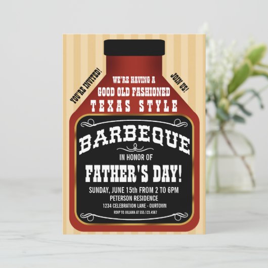 Uitnodigingen van Texas Style BBQ Vaderdag Party (Staand voorkant)