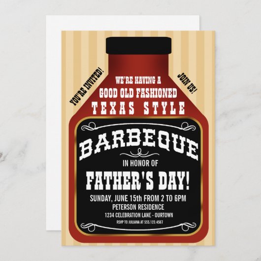 Uitnodigingen van Texas Style BBQ Vaderdag Party (Voorkant / Achterkant)