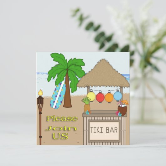 Uitnodigingen van Tiki-partij (Staand voorkant)