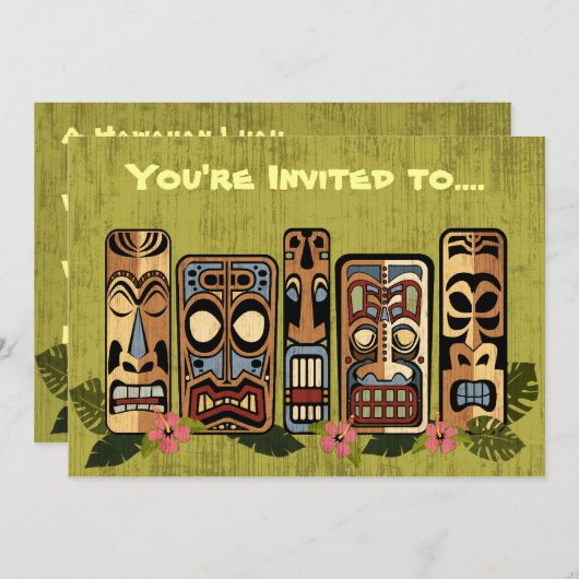 Uitnodigingen van Tiki-partij (Voorkant / Achterkant)