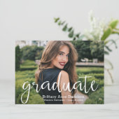 Uitnodigingen van Trendy Script Photo Graduation P (Staand voorkant)