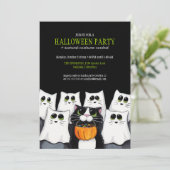 Uitnodigingen van trick or treat Cats Halloween Pa (Staand voorkant)