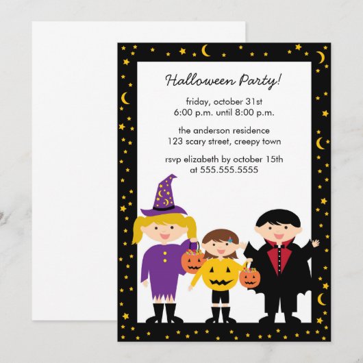 Uitnodigingen van trick or treat Halloween Party (Voorkant / Achterkant)