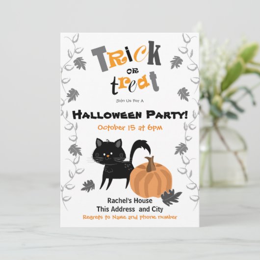 Uitnodigingen van trick or treat Halloween Party (Staand voorkant)