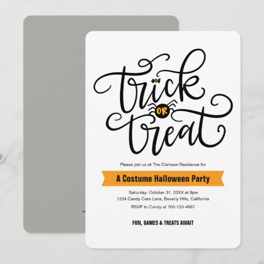 Uitnodigingen van trick or treat Halloween Party (Voorkant / Achterkant)