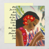 Uitnodigingen van Tropisch Vrijgezellenfeest Luau  (Voorkant / Achterkant)