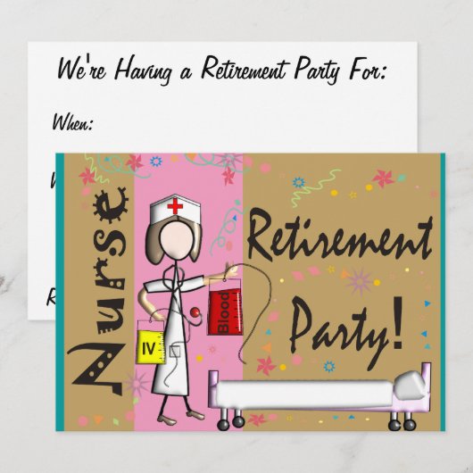 Uitnodigingen van uittredingspartijen bij verpleeg (Voorkant / Achterkant)