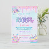 Uitnodigingen van Unicorn Slime Birthday Party (Staand voorkant)