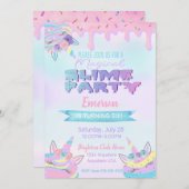 Uitnodigingen van Unicorn Slime Birthday Party (Voorkant / Achterkant)